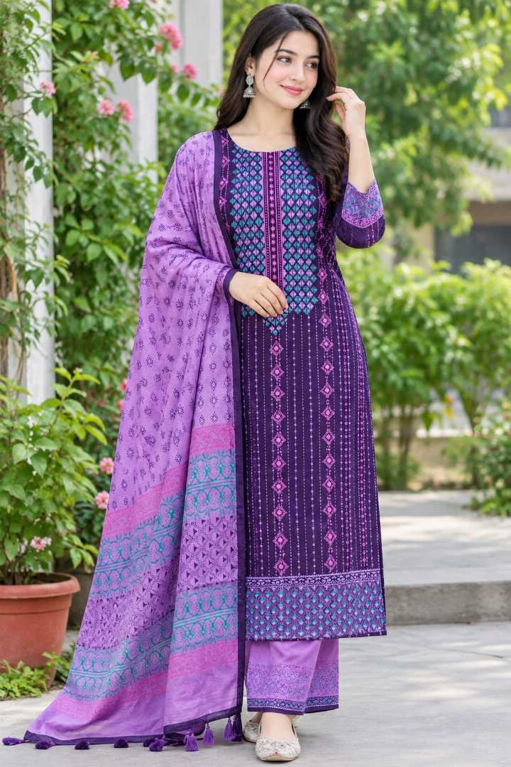 👗ব্লক,প্রিন্টের,আকর্ষণীয়,থ্রি,পিস,🌸